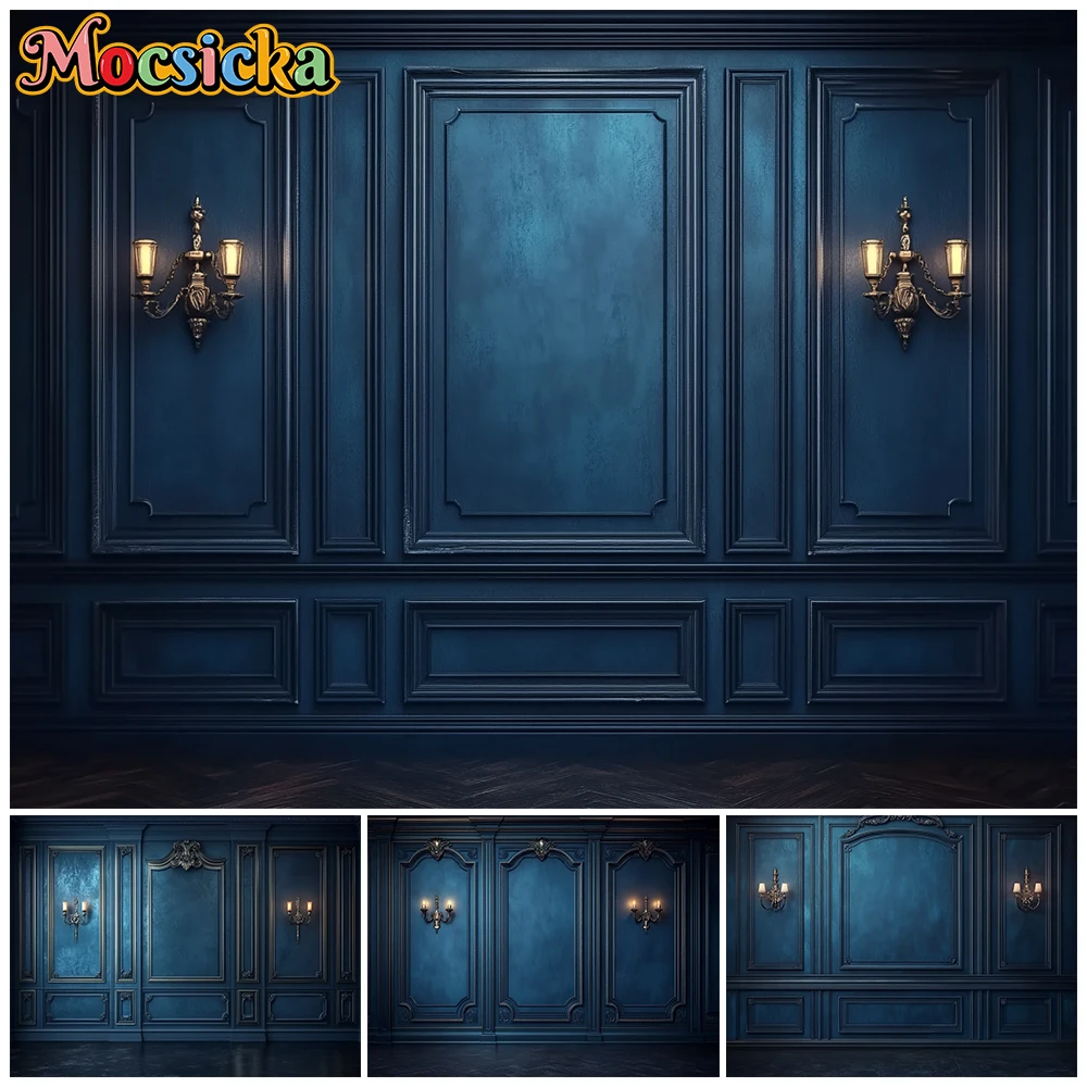 

Mocsicka Palace Wall Background Photography Shooting Prop Blue Wallpaper Party Decoration Family Newborn Portrait Photo Backdrop
