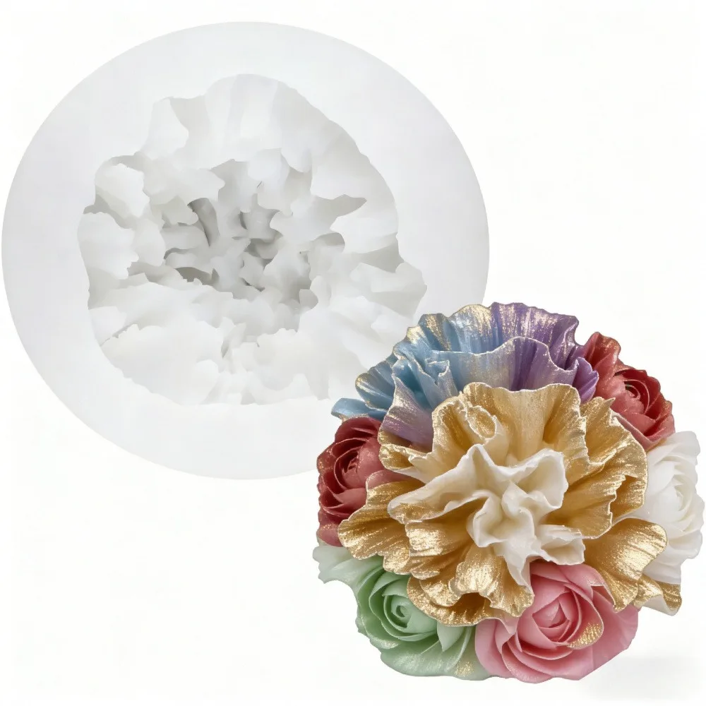 3-Piece Silicone Molds for Roses, Peonies, and Carnations, Suitable for Candles, Soap, and Clay Crafts, Ideal for Handicrafts, Home Decoration, Weddings, Birthdays, Valentine's Day, Thanksgiving Gifts - Candle Making Materials, Resin Art, Fine Petals, Specially Designed for Craft Enthusiasts, Complex Mold Details | Detailed Petal Texture