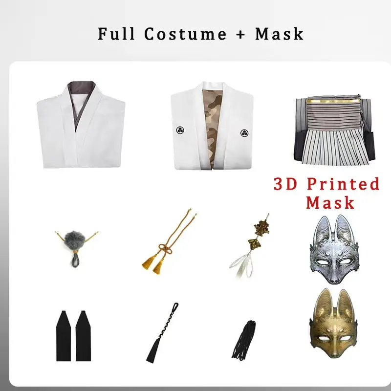 Kotoyuki Tsuneki تأثيري حلي قناع الثعلب الصامت هيل f ثوب الكيمونو الياباني الأسود التدرج فستان طويل ملابس حفلات الهالوين #5