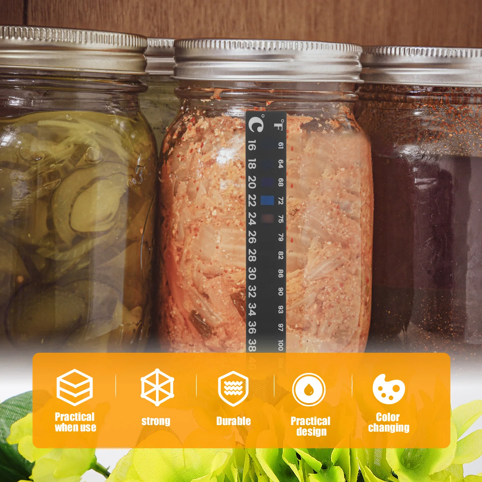 

3pcs Fermentation Thermometer Sticker Strip Stick On Temperature Device For Brewing Jars Adhesive Thermometer Monitoring