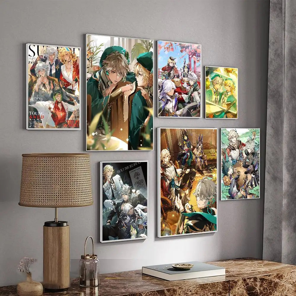 Genshin Impact Kaveh Alhaitham Whitepaper Poster Waterproof Paper Sticker Coffee House Bar Aesthetic Art Wall Painting