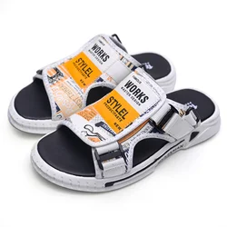 CYYTL Men Slippers Summer 2024 Casual Outdoor Sandals Leather Fashion Student Beach Sport Male Shoes Platform Printed Flip-Flops