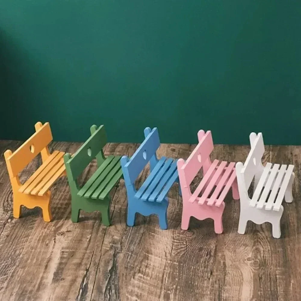 Mini Solid Wood Home Bench Small Chair Ornaments Desktop Decoration Mini Wooden Tables and Chairs Shooting Props Ornaments