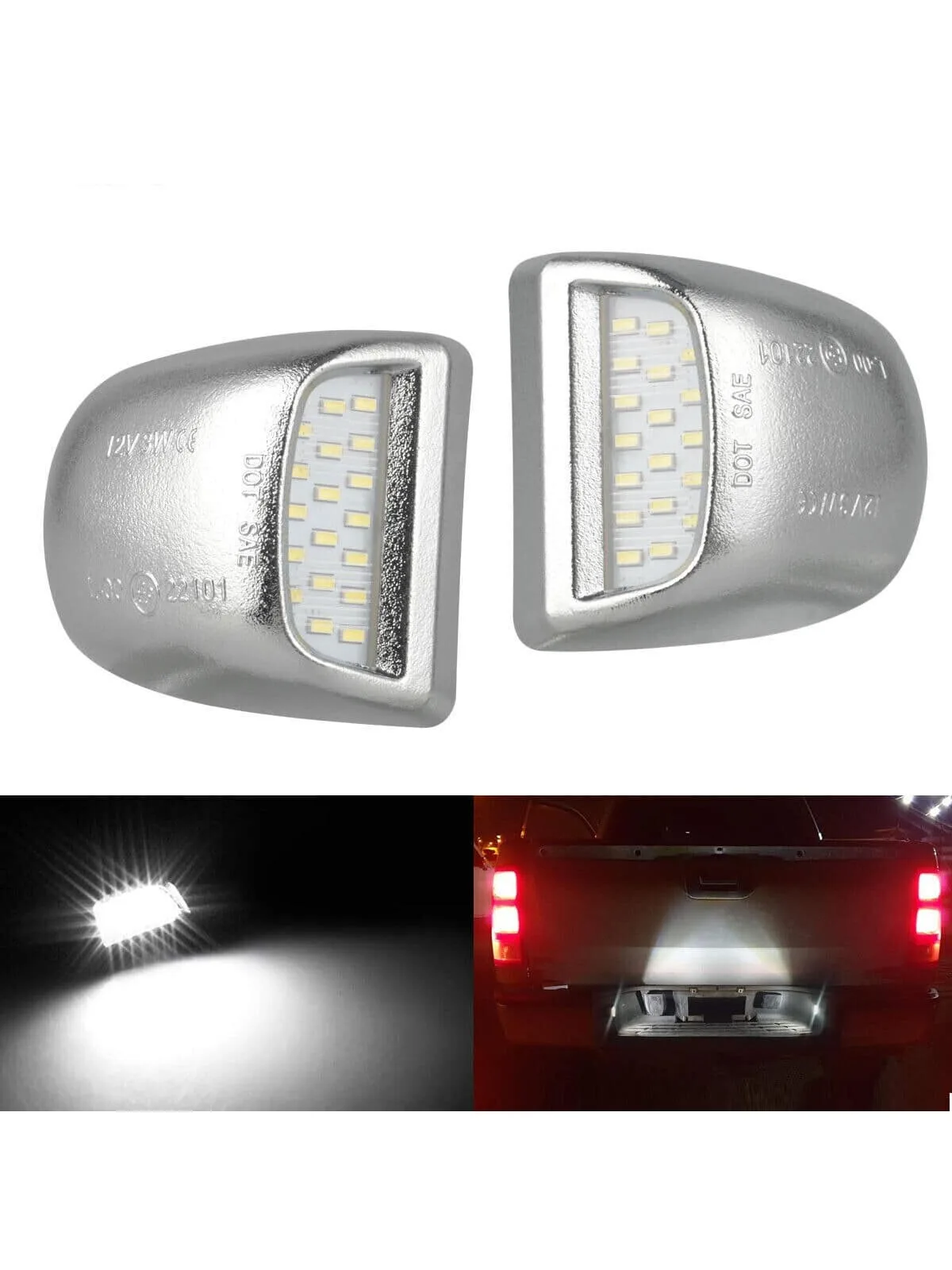 

18 LED License Plate Chrome Light For 1999-2014 Chevy Tahoe Suburban GMC Yukon Silverado GMC Sierra 1500 2500 3500, Light Color: