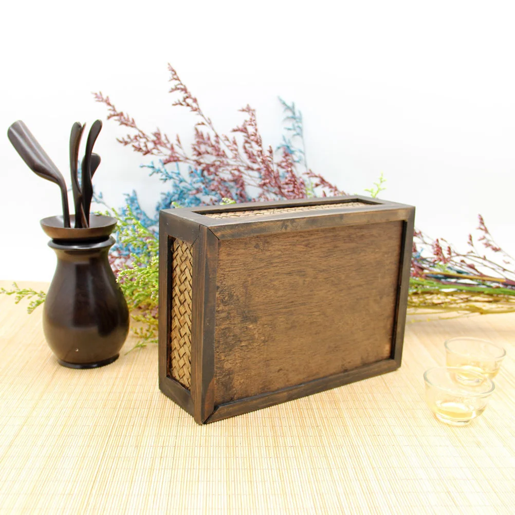 

Wooden Tissue Box Vintage Napkin Holder Decorative Paper Towel Container for Home Office Hotel Kitchen Bathroom Rustic Wood