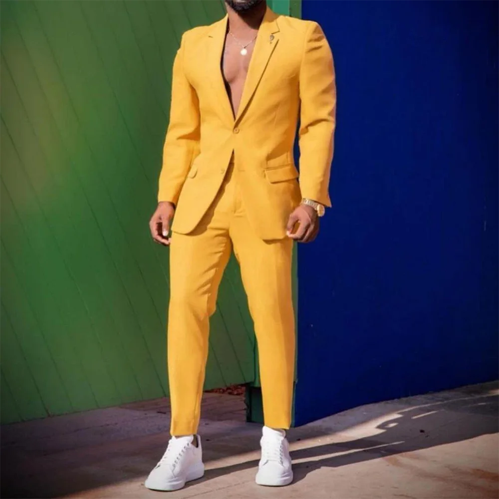 

2025 New Style Men's Suit 2 Piecs Jacket Pants Peak Lapel Slim Fit High Quality Stylish Formal Occasion Male Suits