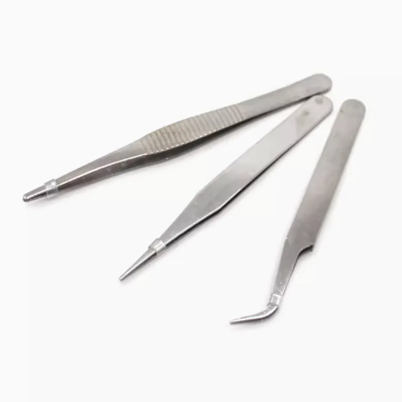 

3pcs/lot 3kinds of Tweezers Stainless Steel Electrical Nippers Round Cusp Elbow Tweezers