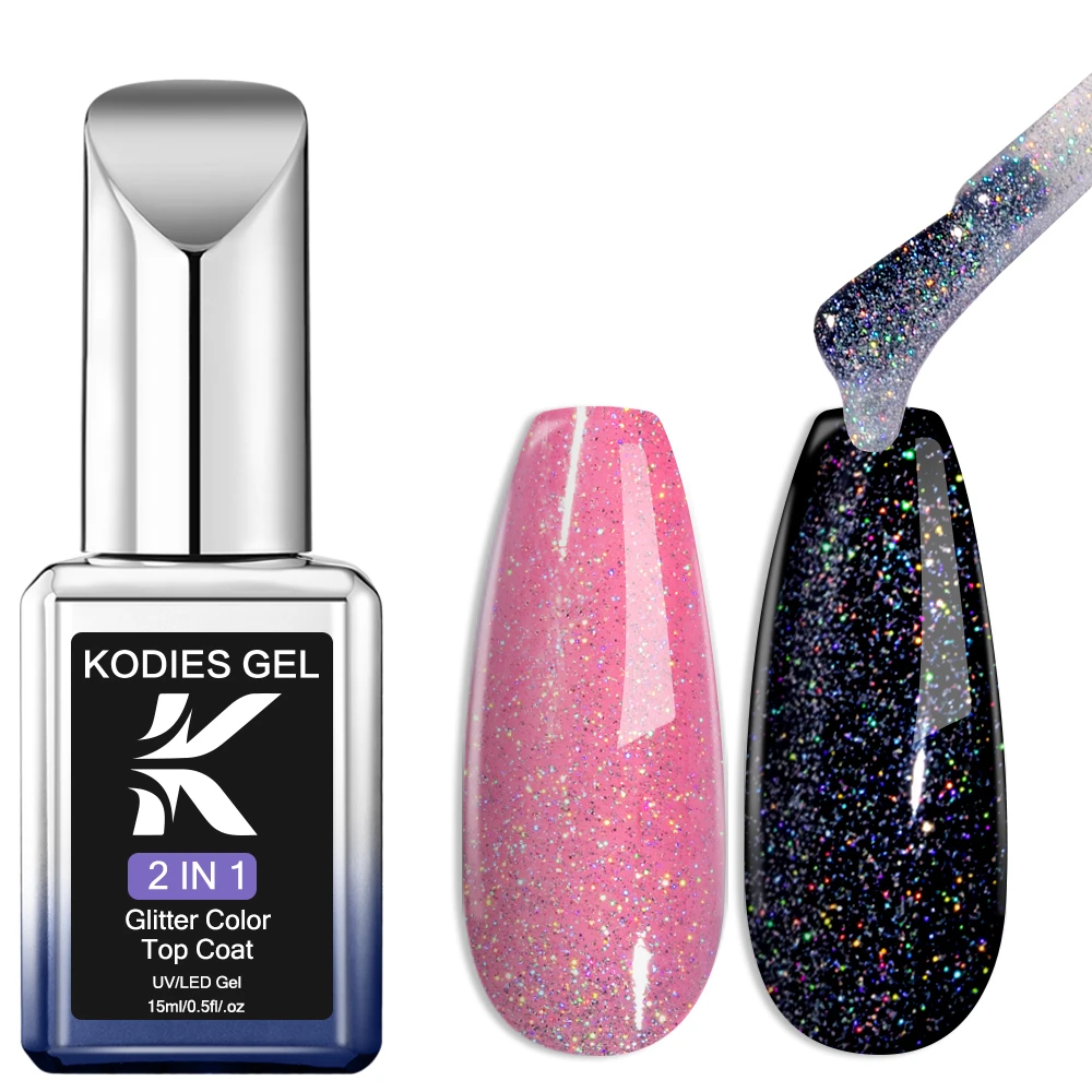 KODIES GEL Starlight Top Coat Gel-Nagellack, 15 ml, semi-permanenter UV-schimmernder Maniküre-Gel-Finish-Versiegeler, Aurora Chrome Topcoat
