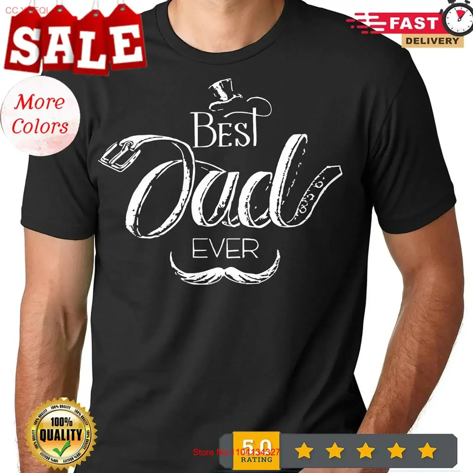 gift for Dad Father The best ever T shirt vintage Washed graphic Slightly Stylish Soft homme Casual Versatile