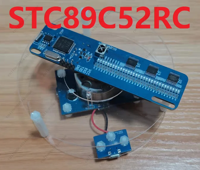 STC89C52RC 51 Single Chip Microcontroller DIY Kit, Rotating POV LED Display Electronic Making Clock Assembly Module