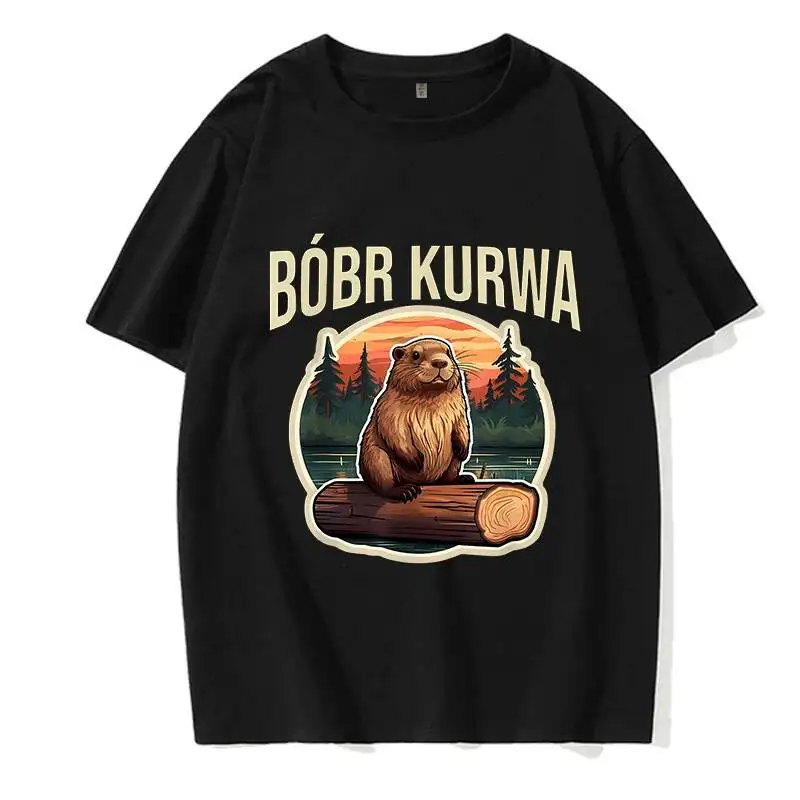 90S Cartoon Bobr Grunge Funny Kurwa Bober Mange T-Shirt Harajuku Y2k Tees Tops Men Fashion EU Size T Shirt Clothes