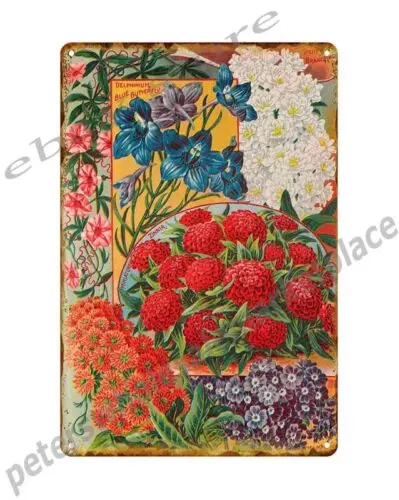 1901 John Lewis Childs Floral Park, Delphinium Blue metal tin sign