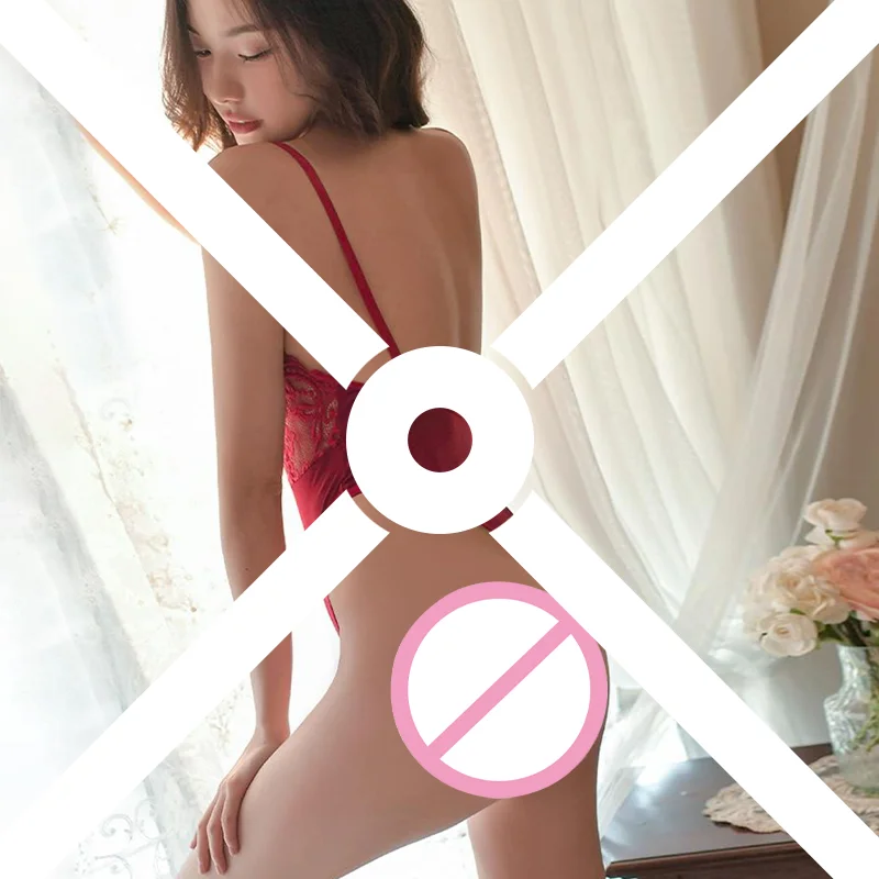 

Sexy Lace Camisole Deep V Backless Bodysuit Hot Cutout Open Crotch Nightgown