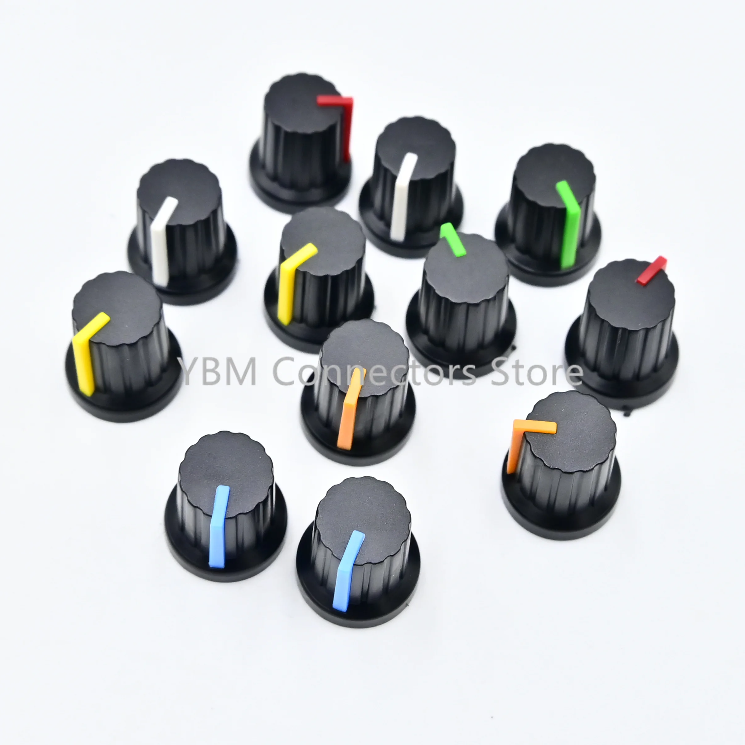 Newest !! Hot Sale 10 Pcs 6mm Shaft Hole Dia Plastic Threaded Knurled Potentiometer Knobs Caps