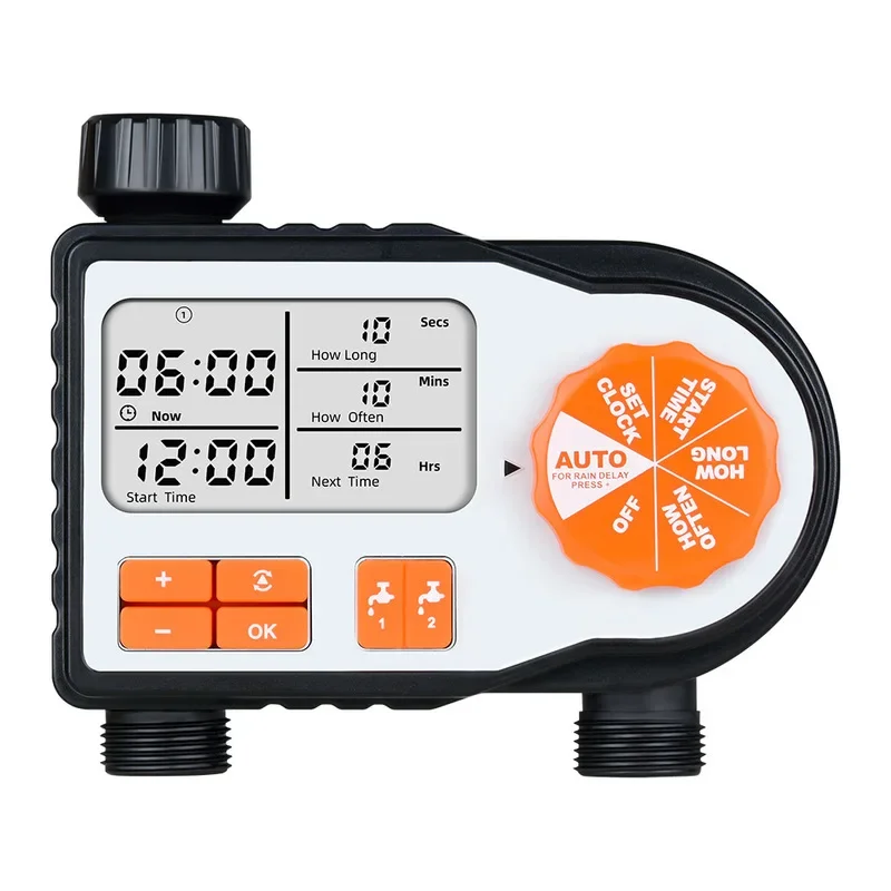 Automatic Dual Outlet Digital Watering Timer Programmable Garden Lawn Irrigation Controller Smart Water Timer for Outdoor Yard