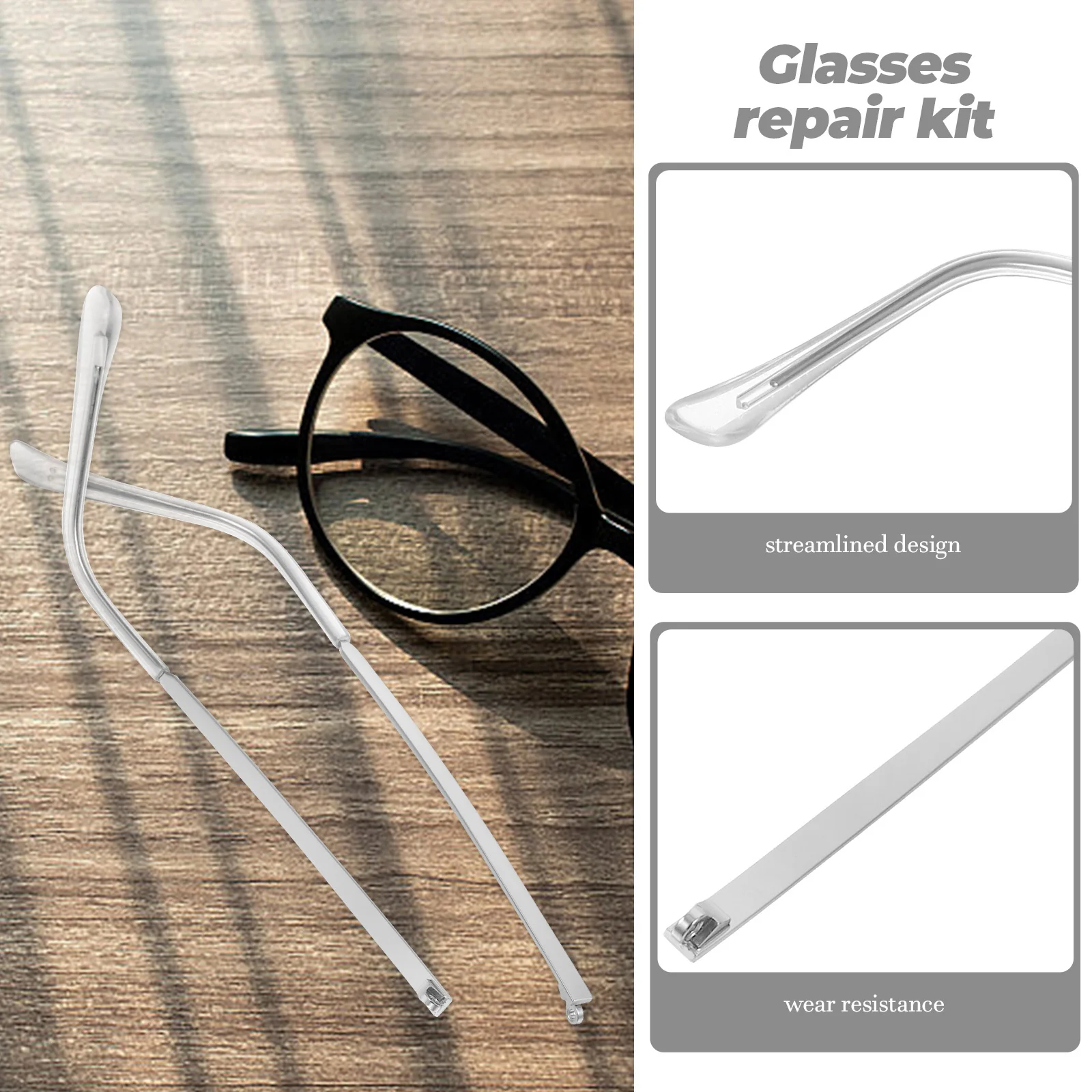 

1 Pair Universal Glasses Replacement Temples Eyeglasses Arm Legs Sunglasses Repair Parts Metal Sturdy Easy Installation Durable