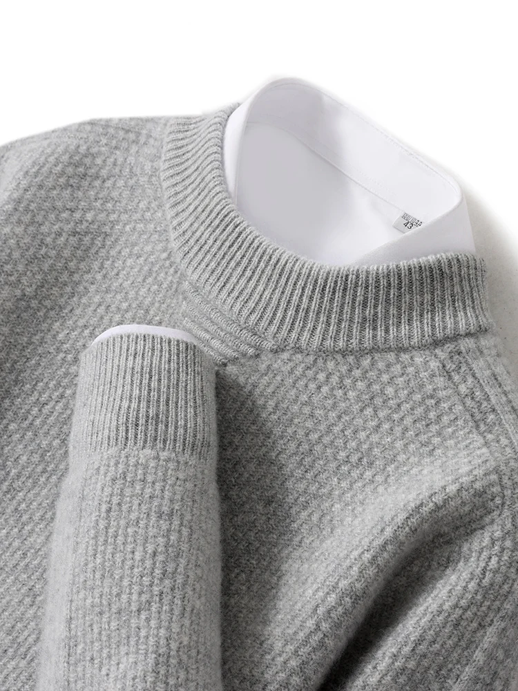 

Autumn Winter 100% Merino Wool Knitwear Men's Mock Neck Sweater Pullovers Thick Office Casual Long Sleeve Cashmere Clothing Tops