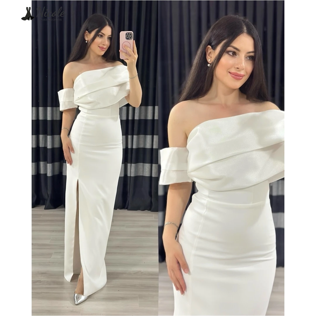 

Nicole Evening Dresses for Women Wedding Party Dress Candle Custom Made Side Slit Satin Cloth Robe De Cocktail Femme Ball Gowns