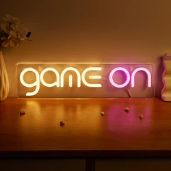 Chi-buy LED Neon Game On USB Powered Neon Signs Night Light 3D Wall Art & Game Room Bedroom Living Room Decor Lamp Signs