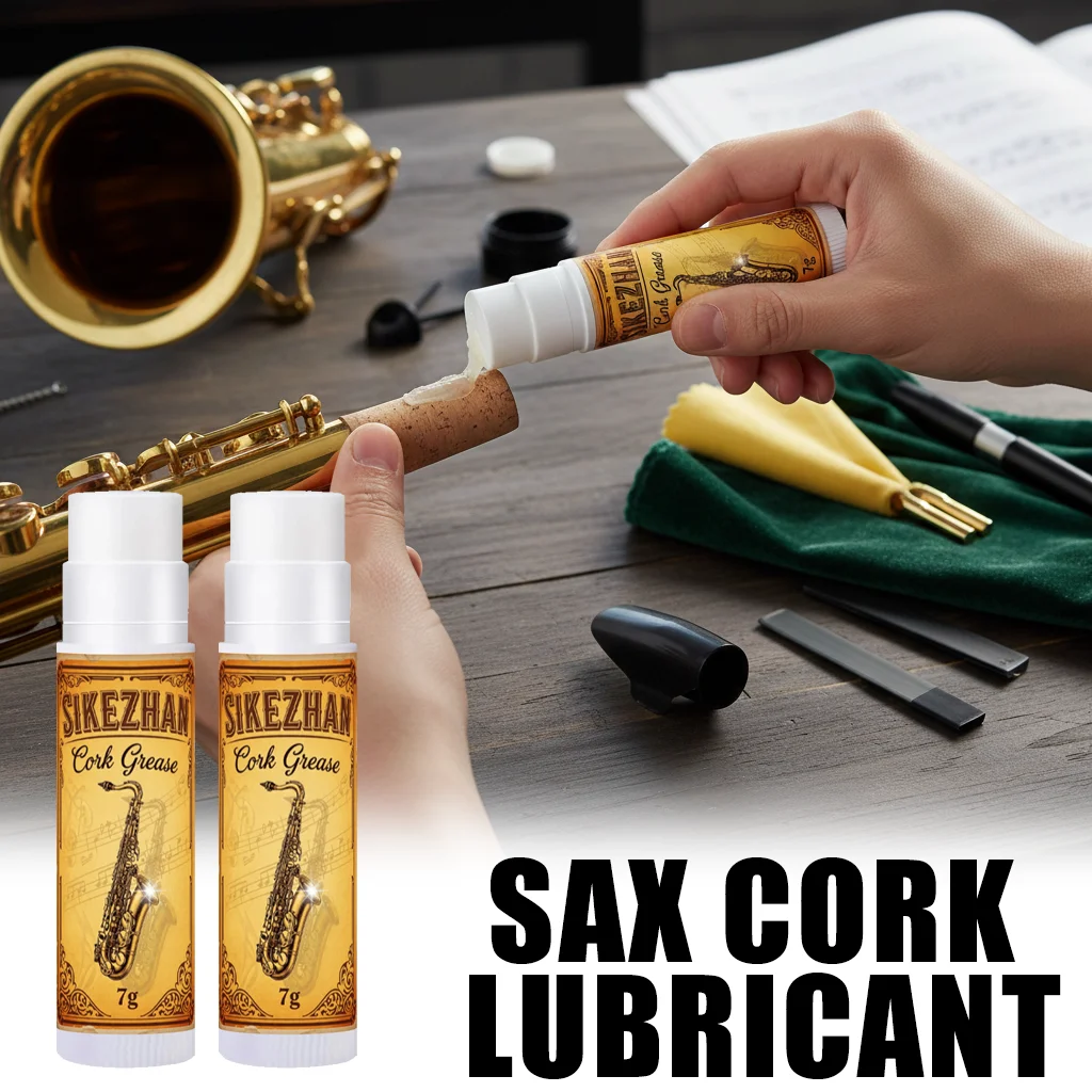 Graxa de cortiça universal 7g, lubrificante para instrumento de sopro, para saxofone, clarinete, oboé, ajuste suave, cuidados com vedação, baixo odor