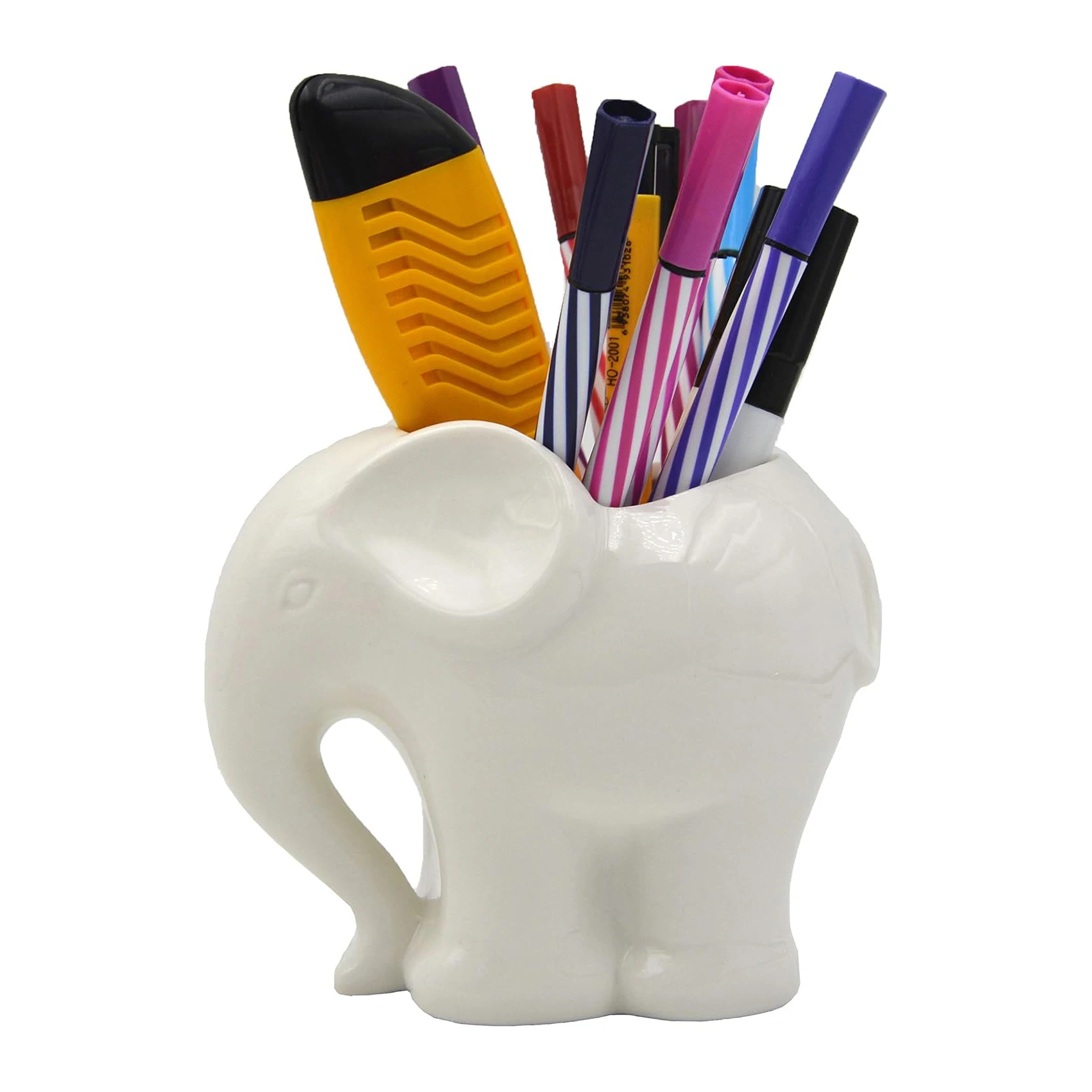 Ceramic Elephant Pencil Holder, Pen Holder, Plant Pot, Bonsai Pot, Flower Pot, Succulent Planter, Elephant Gifts, 3.9\