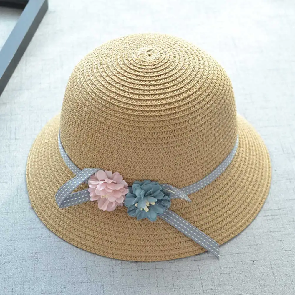 

1PC Beach Hat Set for Girls Kids Straw Floppy Hats Foldable Family Accessories Large Brim Kids Straw Bag Beach Party Gift