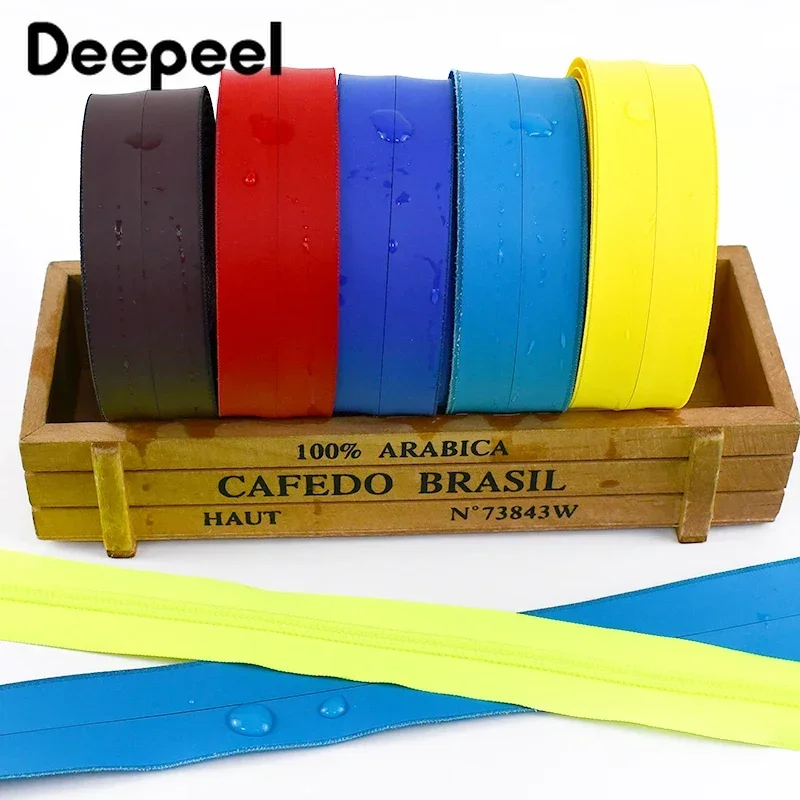 2/5/10Yards Deepeel 5 # cerniera in Nylon impermeabile inversa nastro con cerniere impermeabili in PU colorato per chiusure da cucire Kit di