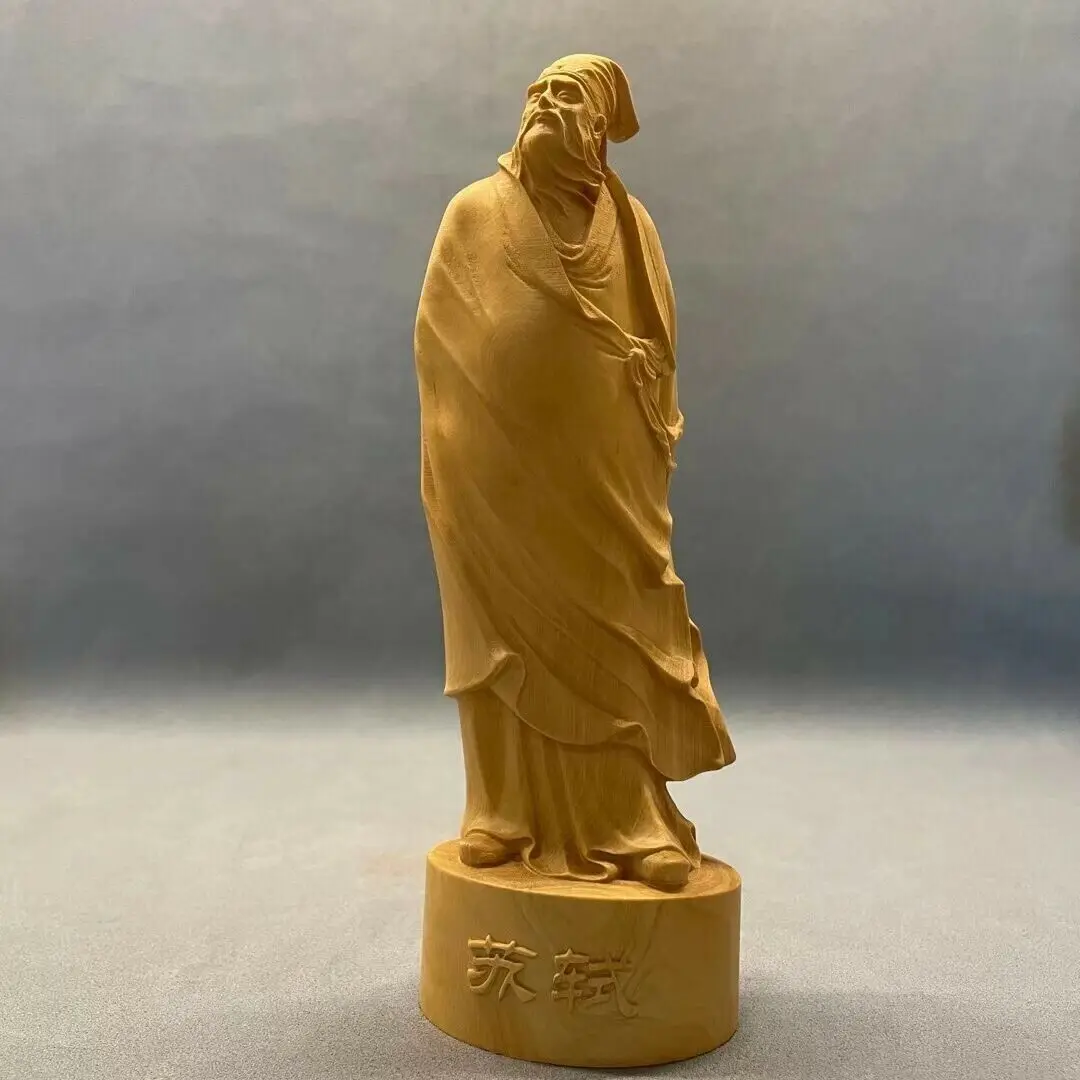 Chinese Boxwood Wood Hand Carving Su-shi Statue Nice Art Work