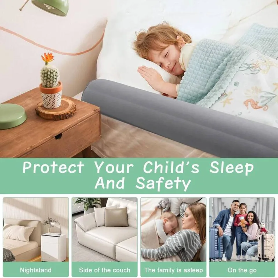 Travel Bed Rails For Toddlers Non-slip Soft Flocking Portable Inflatable Bed Rails For Toddlers Bed Rail For Full King Size Beds