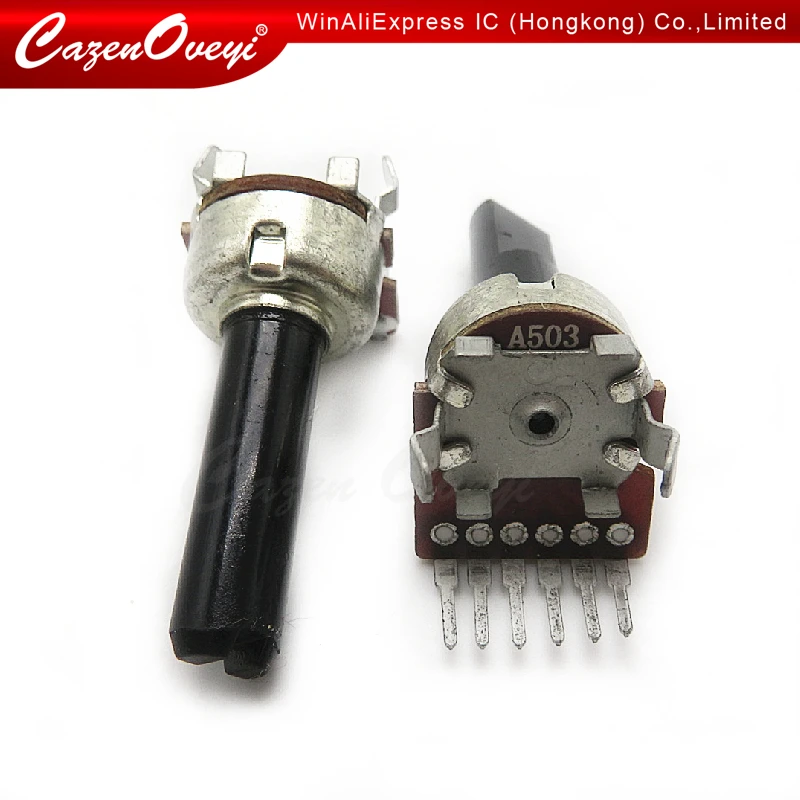 

CazenOveyi 1pcs/lot RK1212G vertical double volume potentiometer B503 B50K / rachis white shell handle length 10mm 13mm