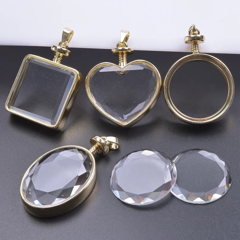 10Pcs/Lot Mix Styles Round Heart Oval Memory Cabochon Frame Locket Pendant For Jewelry Making Women Living Relicario Collar Bulk