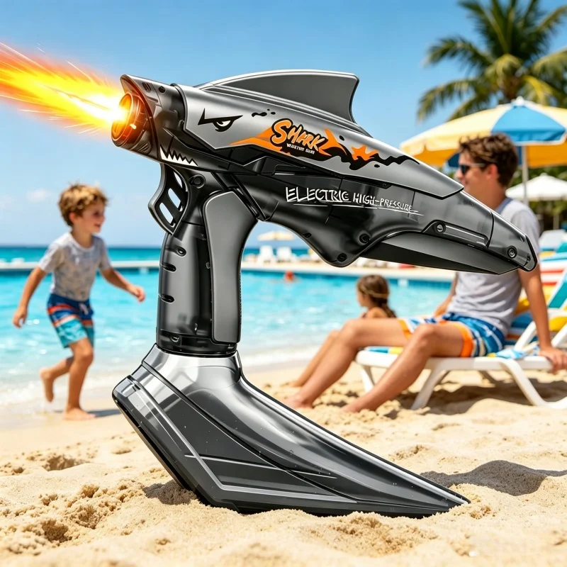 

LED Light Extreme Speed Shark Electric Water Blaster Automatic Shooting Toy for Kids Children Summer Outdoor Beach Pool Game Toy