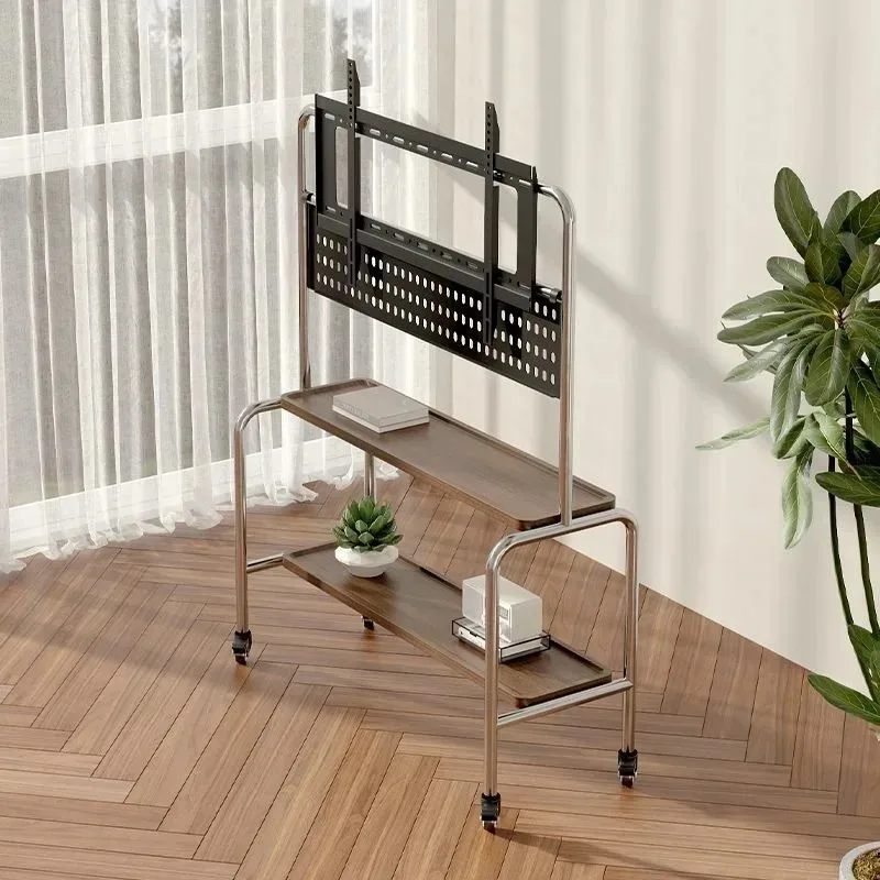 Nordic Multifunctional TV Floor Stand Stainless Steel with Casters 32-75 Inch Universal Storage Rack for Living Room Bedroom