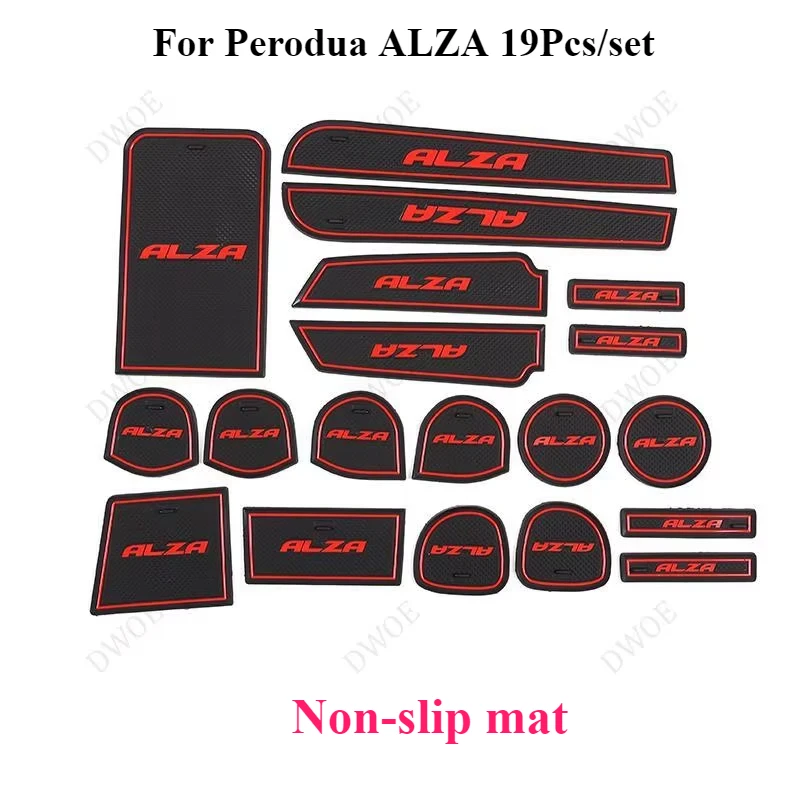 DWOE Car interior accessories 19Pcs Anti-Slip Gate Slot Mat Interior Door Pad Cup Holders Non-slip Mats For Perodua ALZA