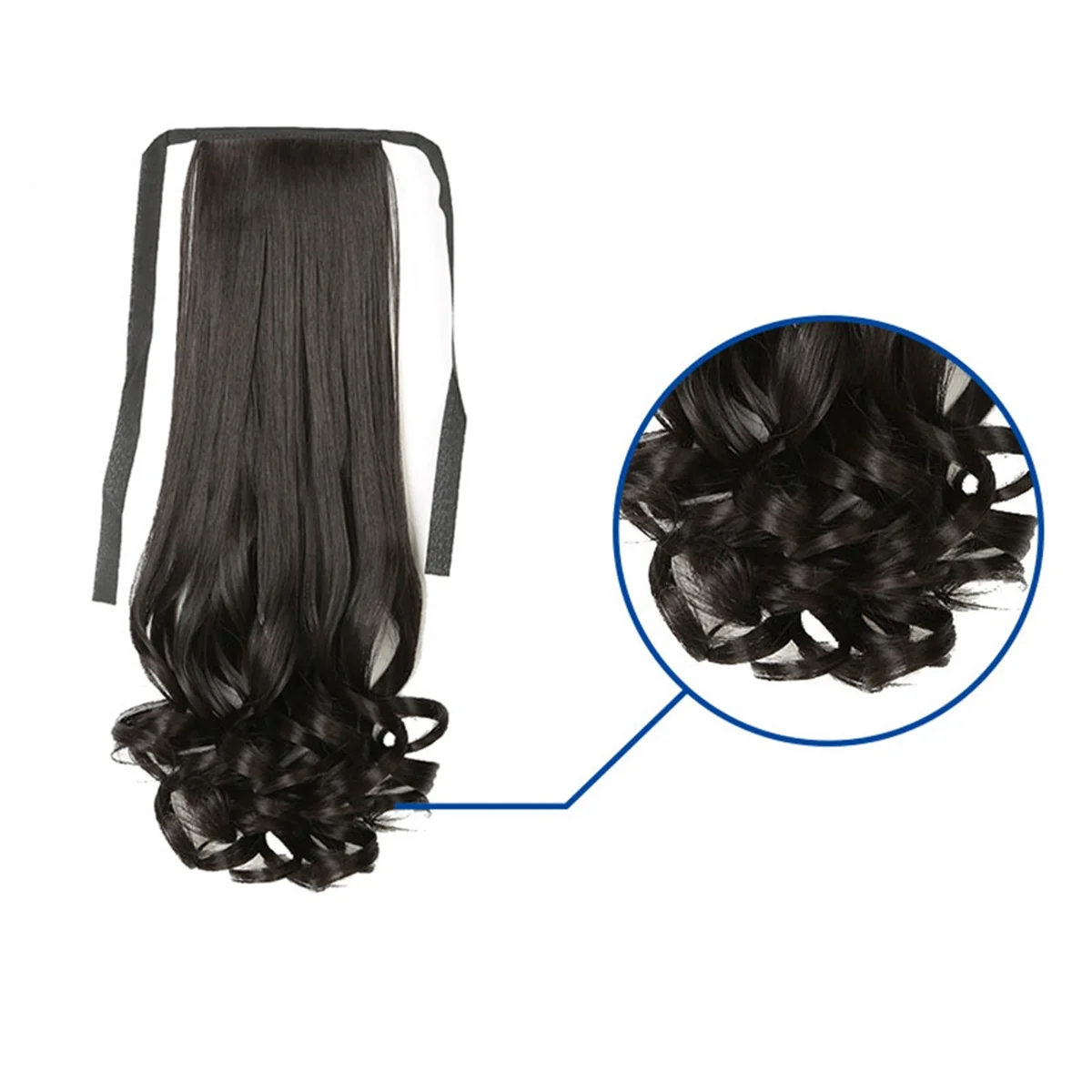 ABGN 58 cm femmes cheveux longs bouclés cravate perruque queue de cheval poire fleur Style grande perruque ondulée réaliste cheveux longs bouclés queue de cheval A