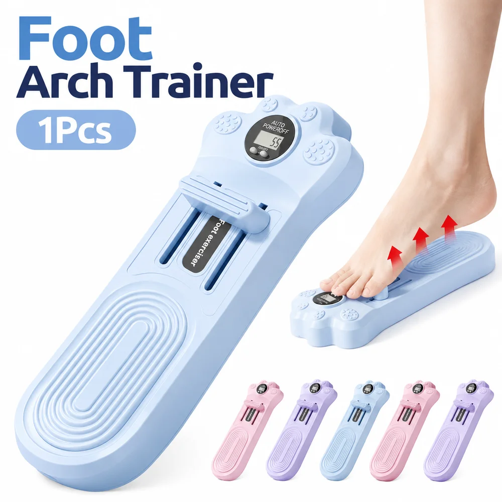 1Pcs PP Foot Arch Trainer Stainless Steel Spring Pink Blue Purple Toe Grip Strengthener Button Battery Cat Paw Design