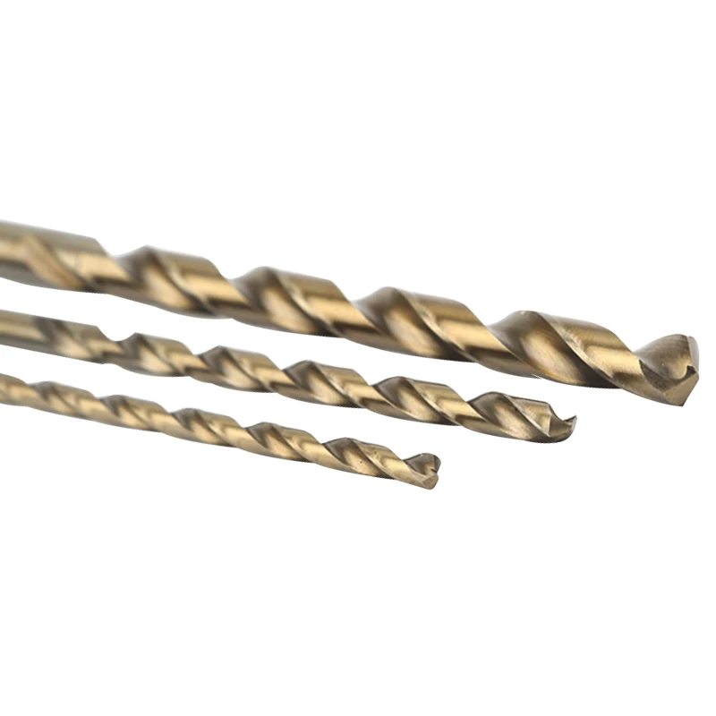 Brocas de torção longas para aço inoxidável, ligas de aço e ferro fundido, HSS-CO 5%, M35, 5Pcs, 1.0mm-13mm