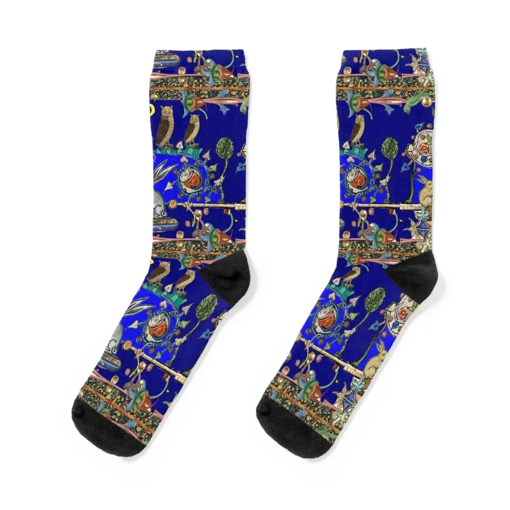 

WEIRD MEDIEVAL BESTIARY MAKING MUSIC, Three Owls And Night Concert of Rabbits Socks loose Lots Socks Woman Men's