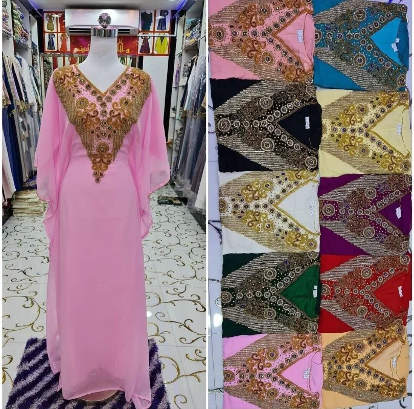 

Moroccan Dubai Kaftans Farasha Abaya Dress Very Fancy Long Gown Shoulder To Floor Length52/56/60inches