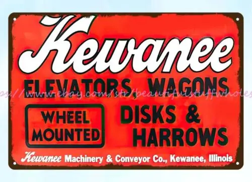 southwestern decor Kewanee elevators wagons disks harrows metal tin sign