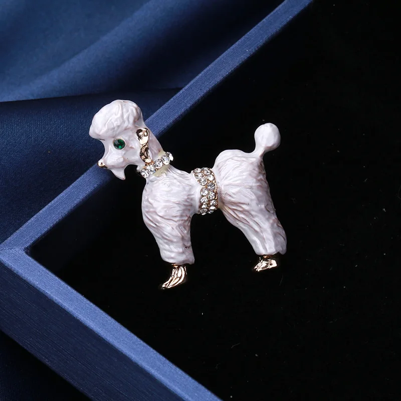 Poodle Dog Brooches Women Unisex 2-color Enamel Cute Animal Party Casual Clothing Suit Coat Bag Accesories Pins Jewelry Gifts