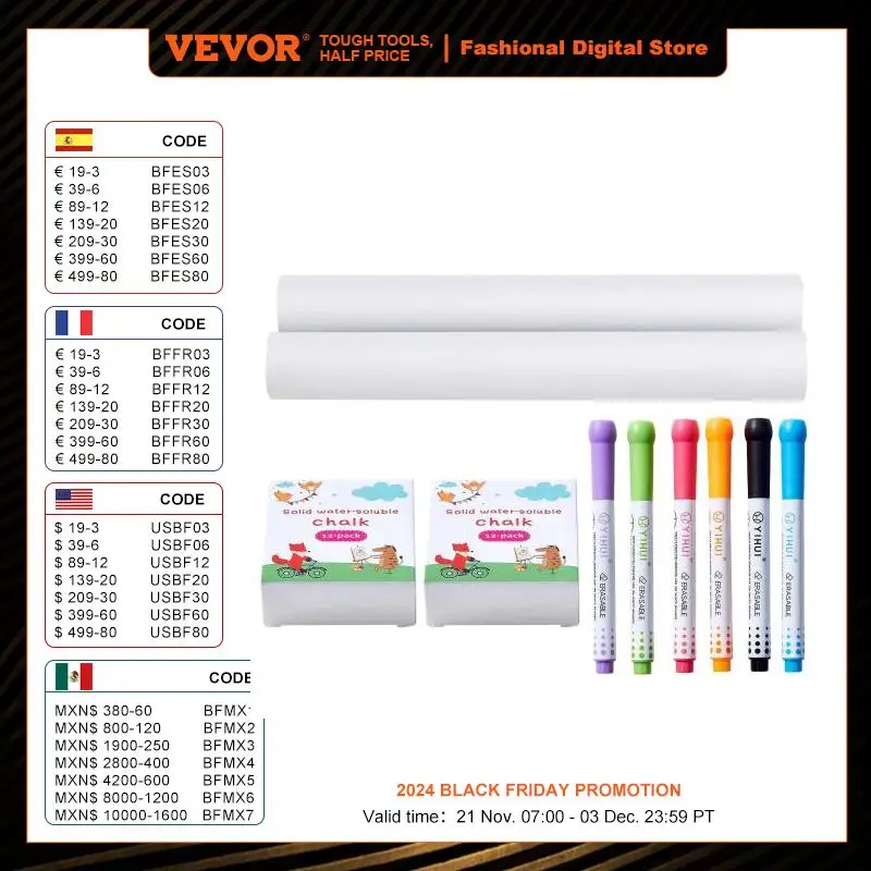 VEVOR 32PCS Kids Drawing Board Painting Accessories with Chalks Dry-Erase Markers & Paper Kit for Desktop/Standing Art Easel