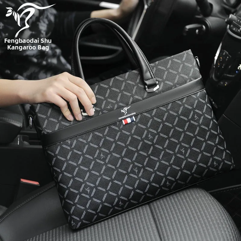 new-brand-men's-bag-high-end-leather-briefcase-large-capacity-business-pvc-handbag-work-bag-for-men-with-geometric-pattern