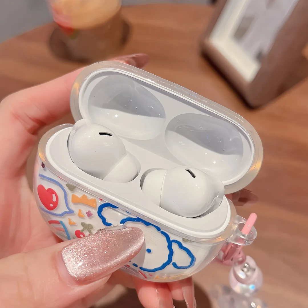 화웨이 Freebuds Pro 3 케이스 만화 체리 소프트 보호 케이스 화웨이 Freebuds Pro3 커버 후크가있는 충격 방지 코크