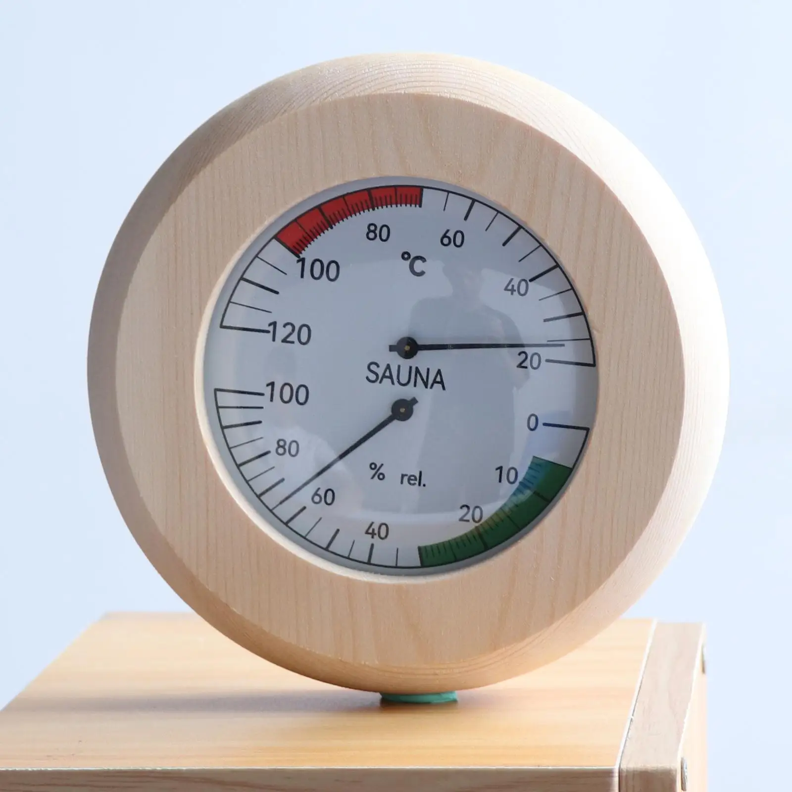 Wall Hanging Wooden Digital Sauna Thermometer Hygrometer Dial Meter