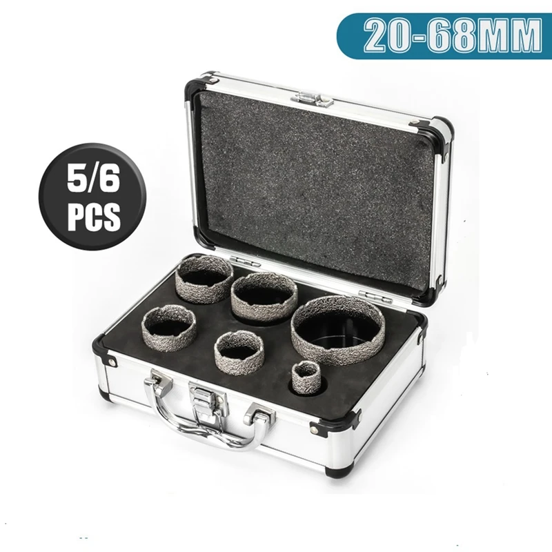 5ピースろう付け穴オープナーセット大理石タイル穴ろう付け穴オープナーオープナーエメリー開口部-ブラックとシルバー