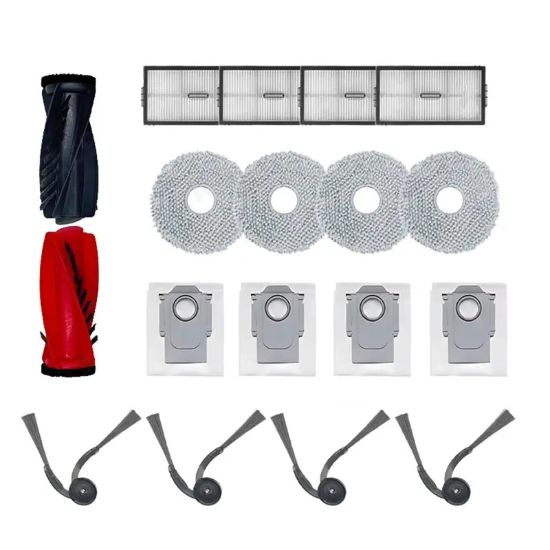 

Запасные части AEB1 для Roborock Saros 10R / G20S Ultra: основная щетка, боковая щетка, фильтр, тряпка для влажной уборки, мешок для сбора пыли, аксессуары.