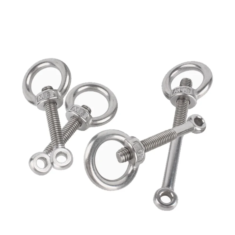 GB798 304 Stainless Steel Ring Link Bolt Fisheye Eye Screws Slip Hole Screw Hanging Rings Sets Bolts Nuts Combination Set Kit