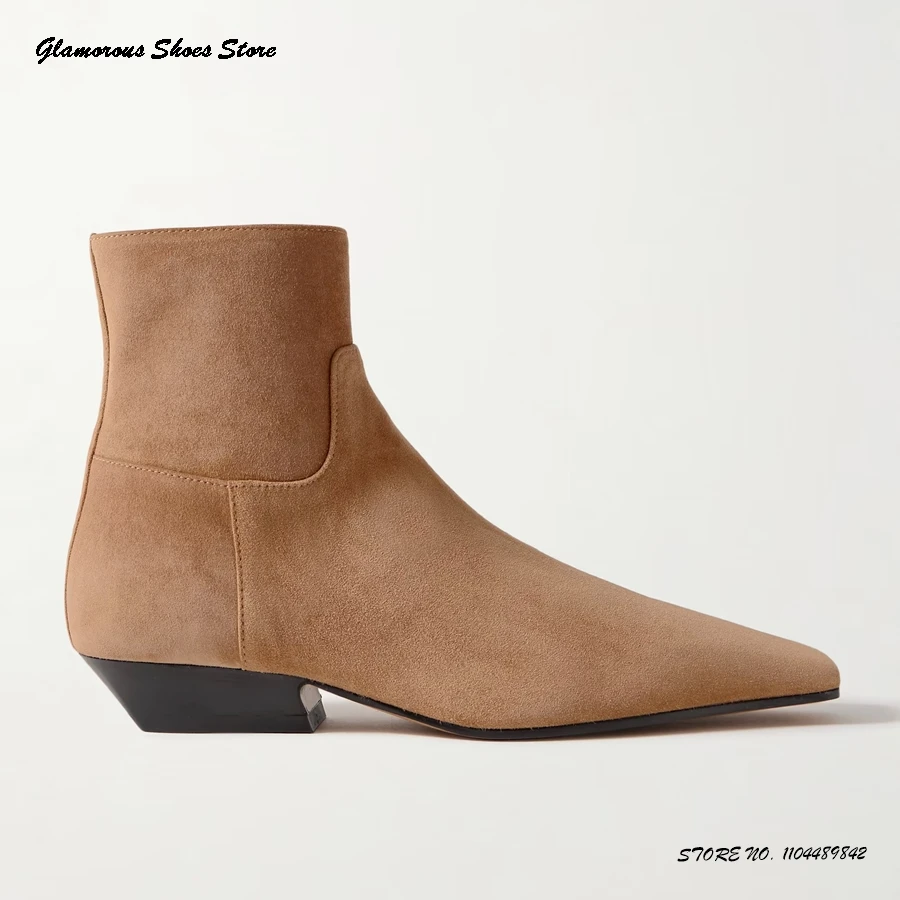 

Повседневные ботильоны в стиле минимализм, женские туфли с квадратным носком на массивном низком каблуке, большие размеры, весенне-осеннее платье с боковой молнией, офисные ботильоны