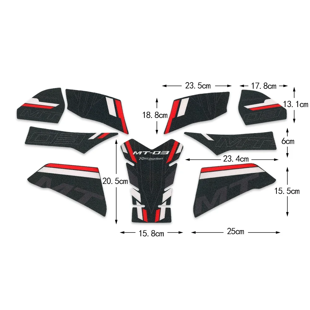 야마하 MT 03 MT-03 연료 탱크 스티커, 프로스트 미끄럼 방지 오토바이, 바디 오일 탱크 개조, 모터 자전거 데칼 액세서리